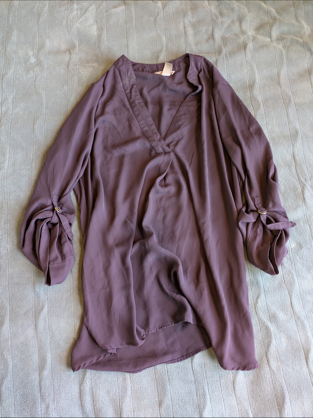 H&M Plum Sheer V-Neck Blouse